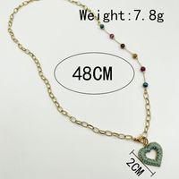 304 Stainless Steel Artificial Crystal Gold Plated Romantic Sweet Simple Style Patchwork Enamel Plating Heart Shape Pendant Necklace main image 4