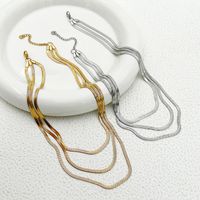 304 Stainless Steel 14K Gold Plated Rose Gold Plated Casual Vacation Classic Style Layered Polishing Plating Solid Color Layered Necklaces main image 3