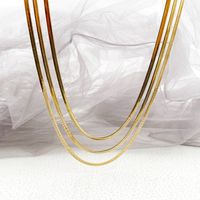 304 Stainless Steel 14K Gold Plated Rose Gold Plated Casual Vacation Classic Style Layered Polishing Plating Solid Color Layered Necklaces main image 6