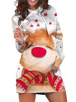 Women's Regular Dress Christmas Hooded Printing Long Sleeve Reindeer Above Knee Festival main image 2