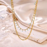 Ig Style Solid Color Stainless Steel Enamel Plating 18k Gold Plated Layered Necklaces main image 1