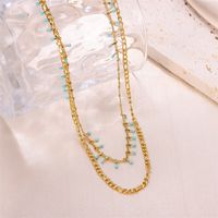 Ig Style Solid Color Stainless Steel Enamel Plating 18k Gold Plated Layered Necklaces main image 6