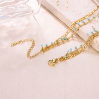 Ig Style Solid Color Stainless Steel Enamel Plating 18k Gold Plated Layered Necklaces main image 4
