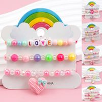 Princess Cute Pastoral Ice Cream Animal Heart Shape Arylic Plastic Beaded Acrylic Girl's Bracelets main image 1