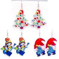Wholesale Jewelry Cute Christmas Tree Doll Snowman Arylic Drop Earrings main image 3