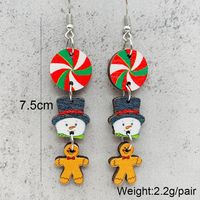 Wholesale Jewelry Cute Christmas Tree Christmas Socks Snowman Wood Drop Earrings sku image 1