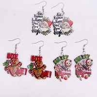 Wholesale Jewelry Cute Santa Claus Gingerbread Letter Arylic Drop Earrings main image 1