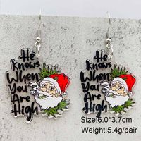 Wholesale Jewelry Cute Santa Claus Gingerbread Letter Arylic Drop Earrings sku image 2