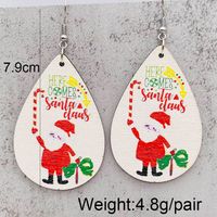 Wholesale Jewelry Cute Santa Claus Christmas Socks Letter Wood Drop Earrings sku image 4