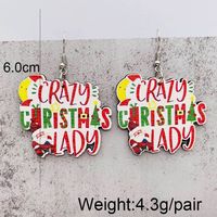 Wholesale Jewelry Cute Santa Claus Christmas Socks Letter Wood Drop Earrings sku image 3