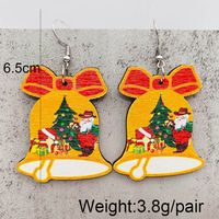 Wholesale Jewelry Cute Santa Claus Christmas Socks Letter Wood Drop Earrings sku image 1
