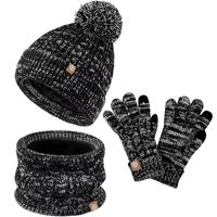 Children's Fur Ball Hat Scarf Gloves Three-piece Set Winter Children's Fleece-lined Thermal Knitting Suit sku image 5