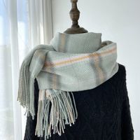 Women's Vintage Style Plaid Imitation Cashmere Scarf sku image 1