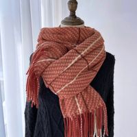 Women's Vintage Style Plaid Imitation Cashmere Tassel Scarf main image 6