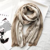 Women's Retro Color Block Cotton And Linen Silk Scarf main image 4