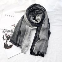 Women's Retro Color Block Cotton And Linen Silk Scarf sku image 1