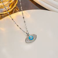 Ig Style Devil's Eye Titanium Steel Enamel Plating Inlay Artificial Diamond Pendant Necklace main image 4
