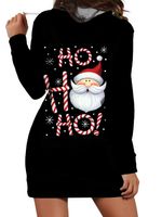 Women's Regular Dress Christmas Hooded Printing Long Sleeve Santa Claus Letter Above Knee Festival main image 3