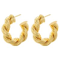 1 Pair Casual Vintage Style Simple Style C Shape Heart Shape Twist Plating Copper 18k Gold Plated Ear Studs main image 2