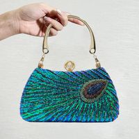 Women's All Seasons Silk Color Block Vintage Style Pillow Shape Lock Clasp Evening Bag sku image 1