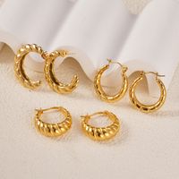 1 Pair Vacation Simple Style Twist Plating 304 Stainless Steel 14K Gold Plated Ear Studs main image 3