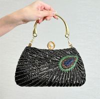 Women's All Seasons Silk Color Block Vintage Style Pillow Shape Lock Clasp Evening Bag sku image 2