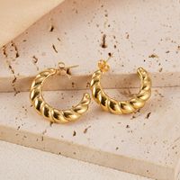 1 Pair Vacation Simple Style Twist Plating 304 Stainless Steel 14K Gold Plated Ear Studs main image 4