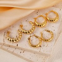 1 Pair Vacation Simple Style Twist Plating 304 Stainless Steel 14K Gold Plated Ear Studs main image 1