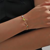Sweet Heart Shape Copper Plating Inlay Crystal Gold Plated Bracelets main image 4