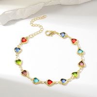 Sweet Heart Shape Copper Plating Inlay Crystal Gold Plated Bracelets main image 1