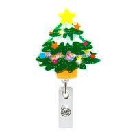 Christmas Acrylic Quicksand Snowman Christmas Tree Socks Elk Bell Telescopic Clip Rotating Can Buckle Certificate sku image 4