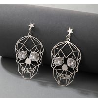 New   Exaggeration Popular Funny Halloween Golden Skull Face Earrings sku image 8