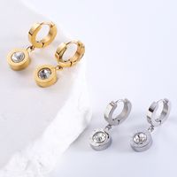 1 Pair Casual Classic Style Roman Style Round Plating Inlay Stainless Steel Zircon 18k Gold Plated Dangling Earrings main image 4