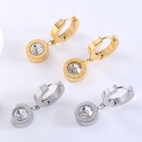 1 Pair Casual Classic Style Roman Style Round Plating Inlay Stainless Steel Zircon 18k Gold Plated Dangling Earrings main image 1
