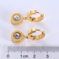 1 Pair Casual Classic Style Roman Style Round Plating Inlay Stainless Steel Zircon 18k Gold Plated Dangling Earrings main image 5