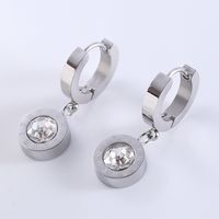 1 Pair Casual Classic Style Roman Style Round Plating Inlay Stainless Steel Zircon 18k Gold Plated Dangling Earrings main image 3