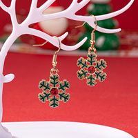 1 Pair Elegant Christmas House Christmas Tree Santa Claus Enamel Plating Alloy Ferroalloy Glass 14k Gold Plated Drop Earrings main image 1