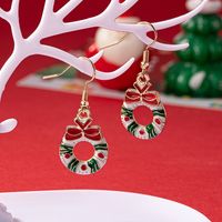 1 Pair Elegant Christmas House Christmas Tree Santa Claus Enamel Plating Alloy Ferroalloy Glass 14k Gold Plated Drop Earrings sku image 6