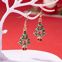 1 Pair Elegant Christmas House Christmas Tree Santa Claus Enamel Plating Alloy Ferroalloy Glass 14k Gold Plated Drop Earrings sku image 1