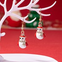 1 Pair Elegant Christmas House Christmas Tree Santa Claus Enamel Plating Alloy Ferroalloy Glass 14k Gold Plated Drop Earrings sku image 3