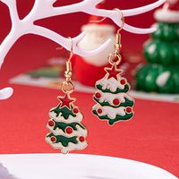1 Pair Elegant Christmas House Christmas Tree Santa Claus Enamel Plating Alloy Ferroalloy Glass 14k Gold Plated Drop Earrings sku image 4