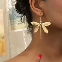 2 Pieces Glam Dragonfly Plating Ferroalloy 14k Gold Plated Drop Earrings main image 1
