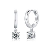 Simple Style Solid Color Sterling Silver Inlay Moissanite Drop Earrings main image 3