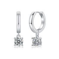 Style Simple Couleur Unie Argent Sterling Incruster Moissanite Boucles D'oreilles main image 3