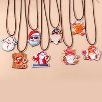 Cute Santa Claus Wood Printing Christmas Women's Pendant Necklace main image 6