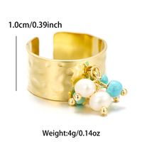 Sweet Artistic Round Stainless Steel Plating Inlay Freshwater Pearl 18k Gold Plated Open Rings sku image 9
