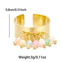 Sweet Artistic Round Stainless Steel Plating Inlay Freshwater Pearl 18k Gold Plated Open Rings sku image 4
