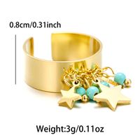 Sweet Artistic Round Stainless Steel Plating Inlay Freshwater Pearl 18k Gold Plated Open Rings sku image 5