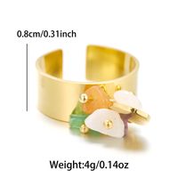 Sweet Artistic Round Stainless Steel Plating Inlay Freshwater Pearl 18k Gold Plated Open Rings sku image 6