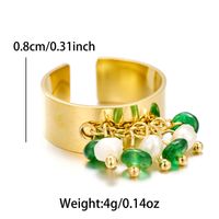 Sweet Artistic Round Stainless Steel Plating Inlay Freshwater Pearl 18k Gold Plated Open Rings sku image 7